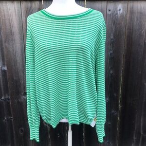 Ischiko Green and White Striped Sweater - Size 10/12